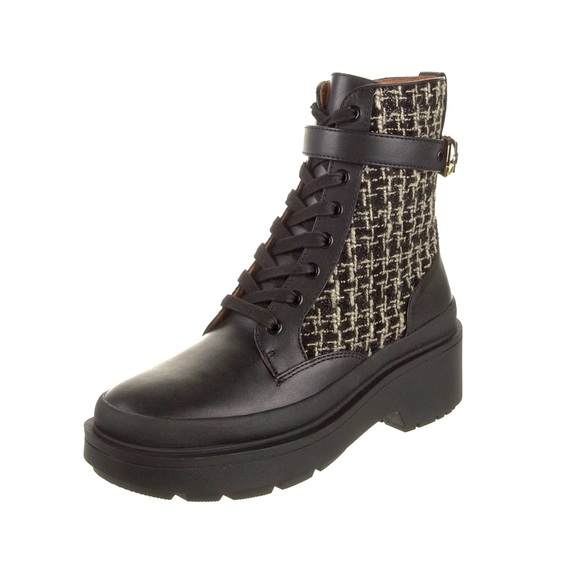 Kate Spade Winona Tweed Black Leather Ankle Combat Boots NEW 6.5 - Picture 5 of 6